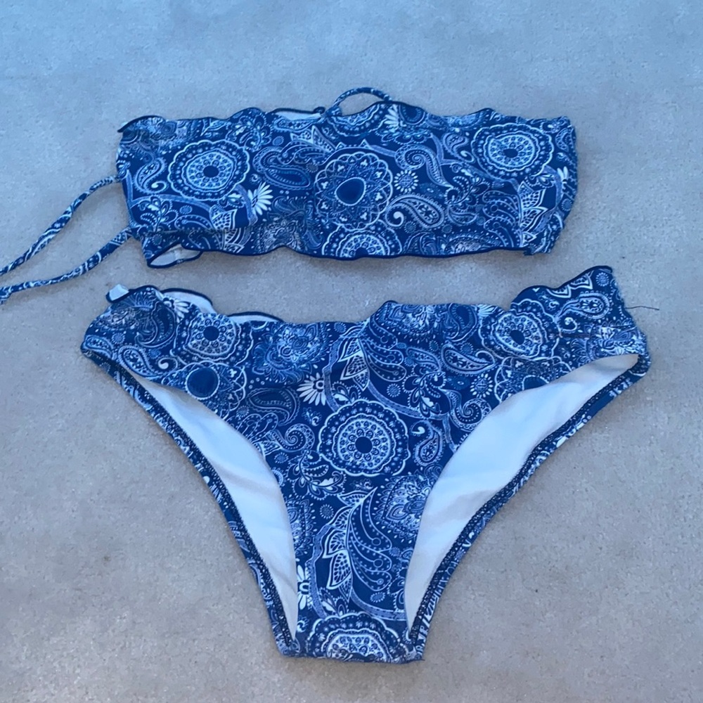 Shein Blue Bandeau Bikini